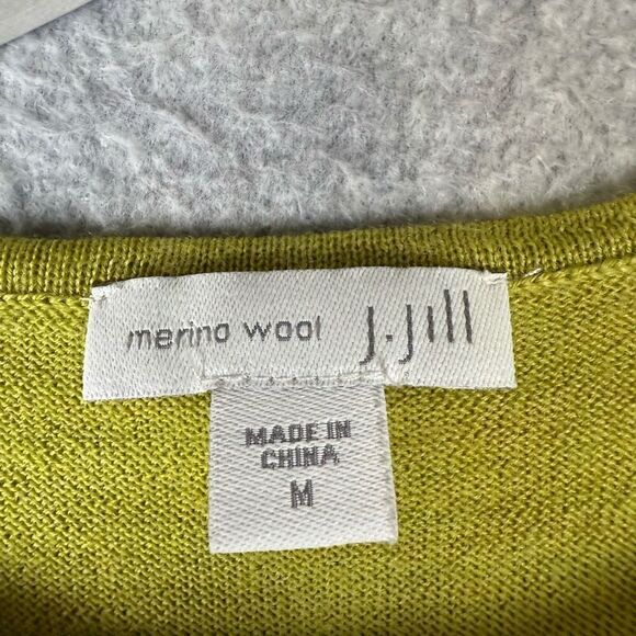 J Jill Womens Size Medium 100% Merino Wool Pullover Tunic Sweater Lime Green - Picture 3 of 7